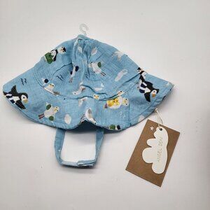 ANGEL DEAR Baby 6-12M Sun Hat Bucket 100% Cotton Birds Pigeons Seagulls NWT